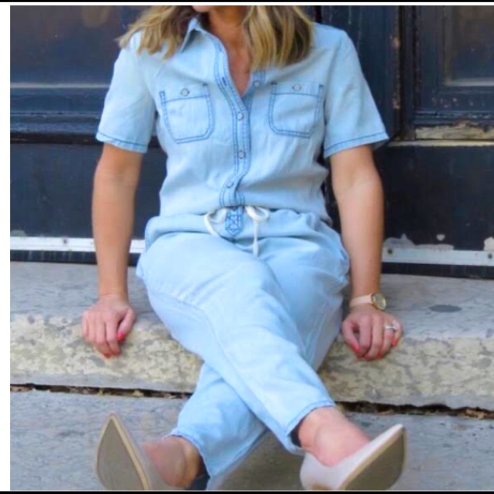 NWT Lou & Grey Light Blue Denim Jumpsuit